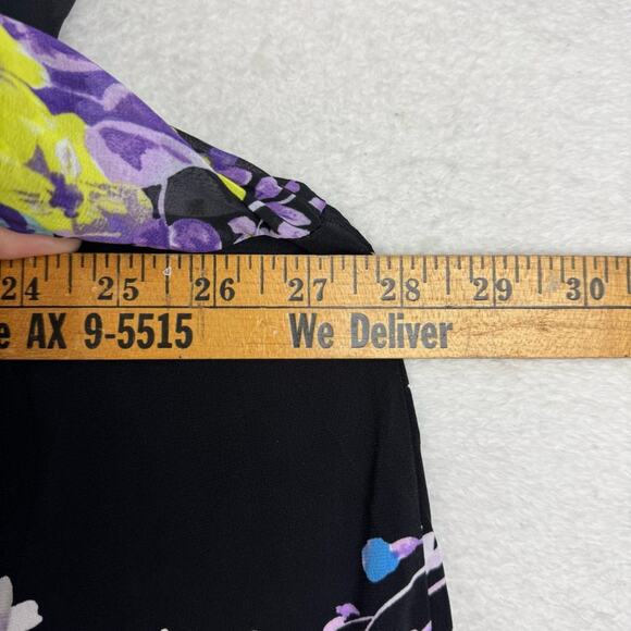 Torrid Studio Knit Off-Shoulder Smocked Chiffon Sleeve Swing Top Black Floral 3X - Picture 13 of 15